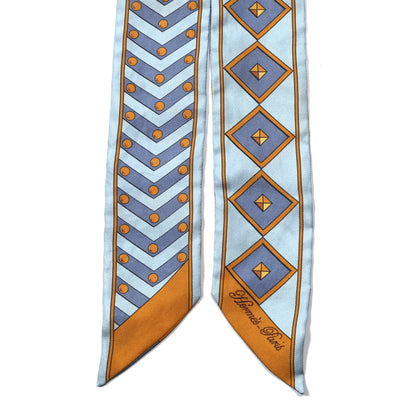 Hermes Silk Colliers Et Chiens Twilly Ciel Orange Gris Bleuete 2 of 4