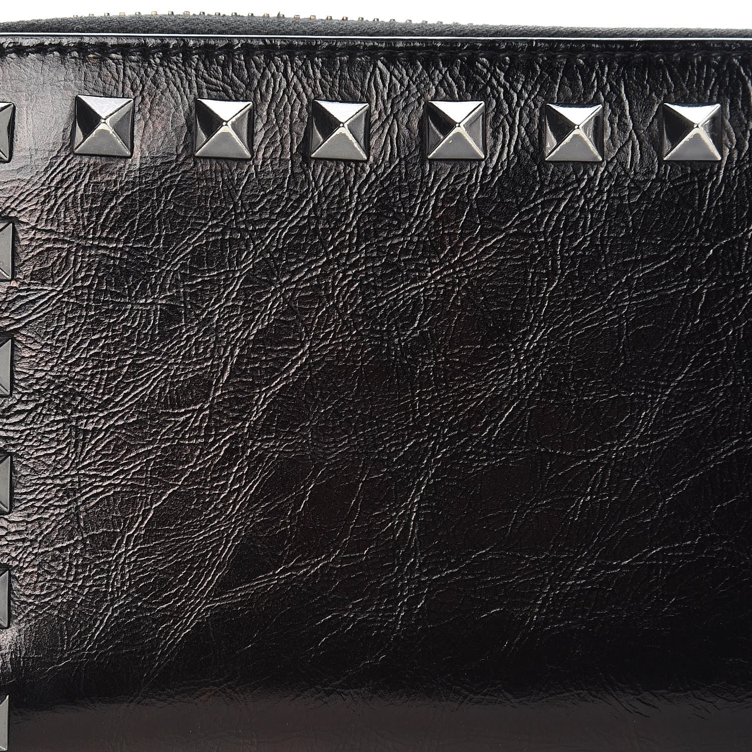 Valentino Garavani Craquele Calfskin Rockstud Zip Around Wallet Black 8 of 10