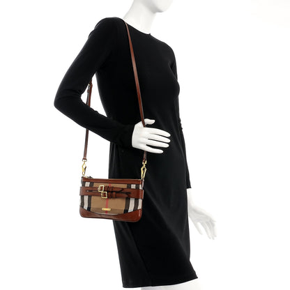 Burberry House Check Bridle Calfskin Peyton Crossbody Tan 2 of 9