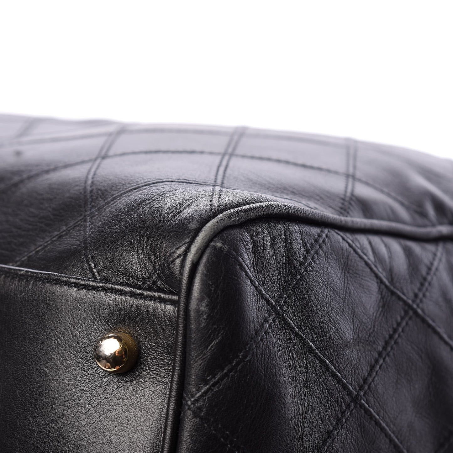 Calfskin Diamond Stitched Duffle Bag Black