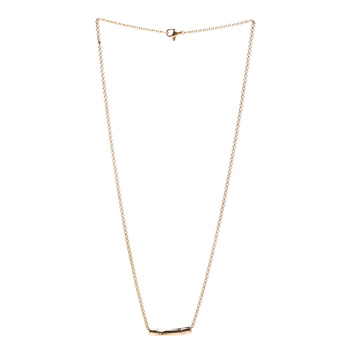 18K Yellow Gold Bamboo Slide Pendant Necklace