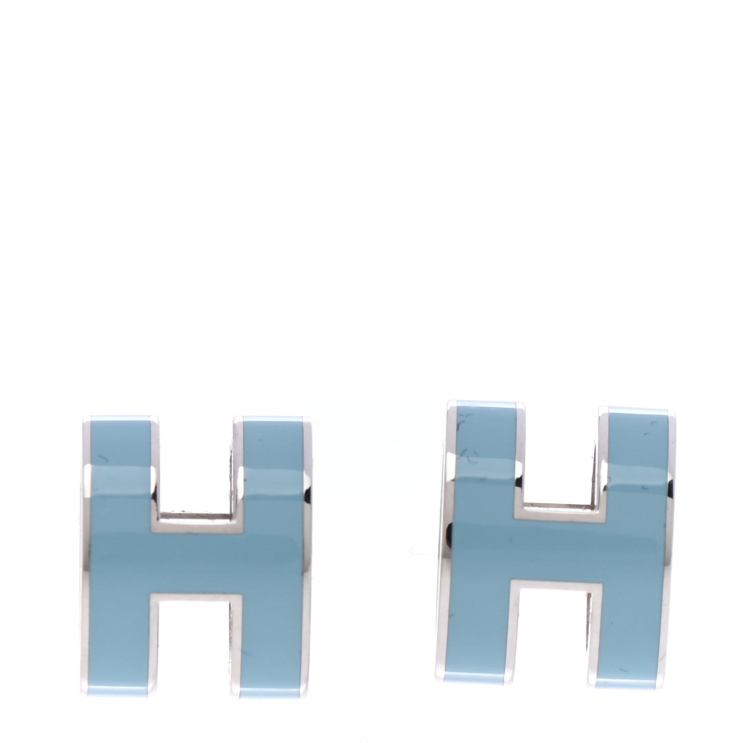 Hermes Palladium Lacquered Pop H Earrings Celeste 1 of 6