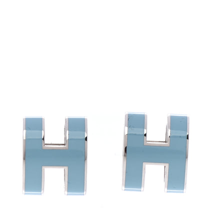 Hermes Palladium Lacquered Pop H Earrings Celeste 1 of 6
