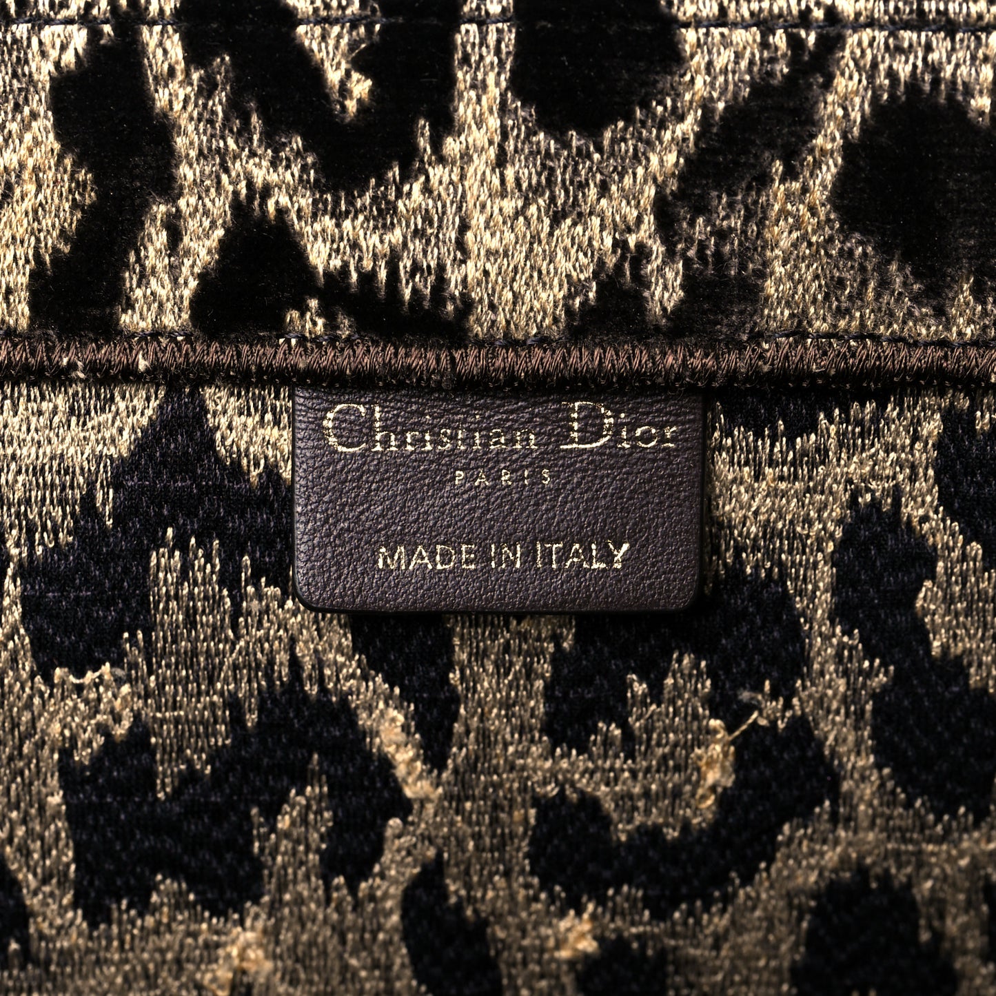 Canvas Velvet Embroidered Large Leopard Book Tote Beige