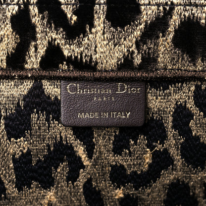 Christian Dior Canvas Velvet Embroidered Large Leopard Book Tote Beige 5 of 9