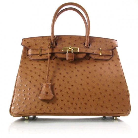 Ostrich Birkin 30 Gold