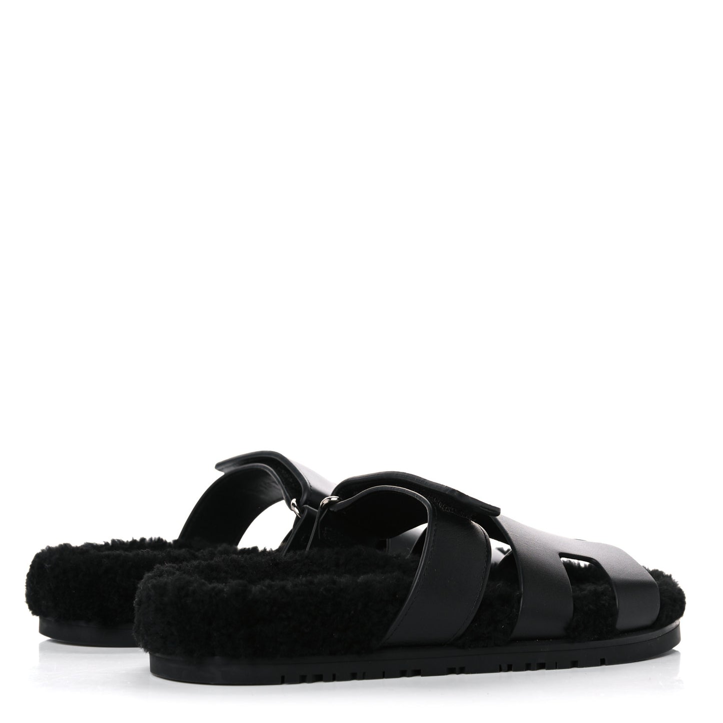 Calfskin Woolskin Womens Chypre Sandals 37 Black
