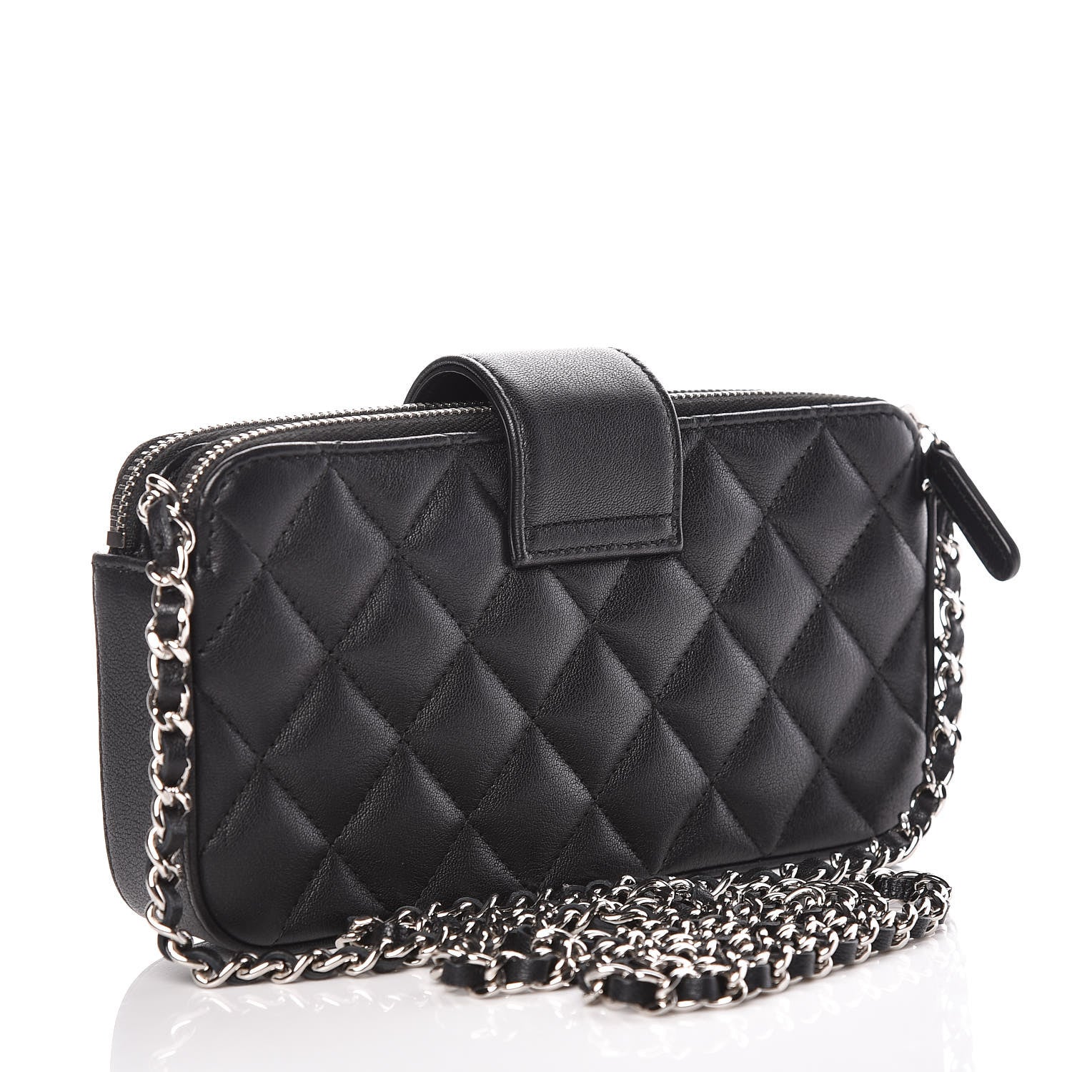 Chanel Lambskin Quilted CC Box Clutch With Chain Black 3 of 13