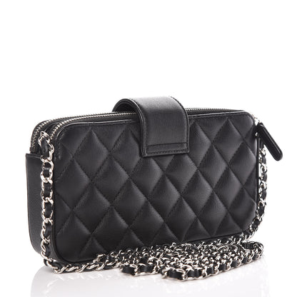 Chanel Lambskin Quilted CC Box Clutch With Chain Black 3 of 13