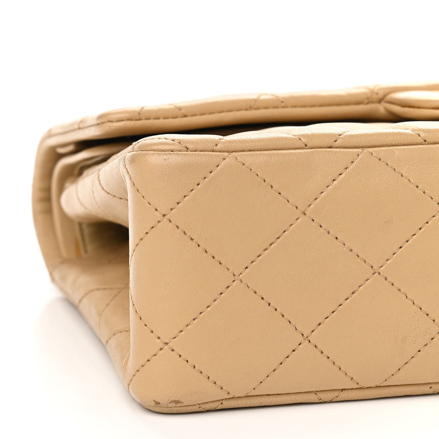 Lambskin Quilted Small Double Flap Beige