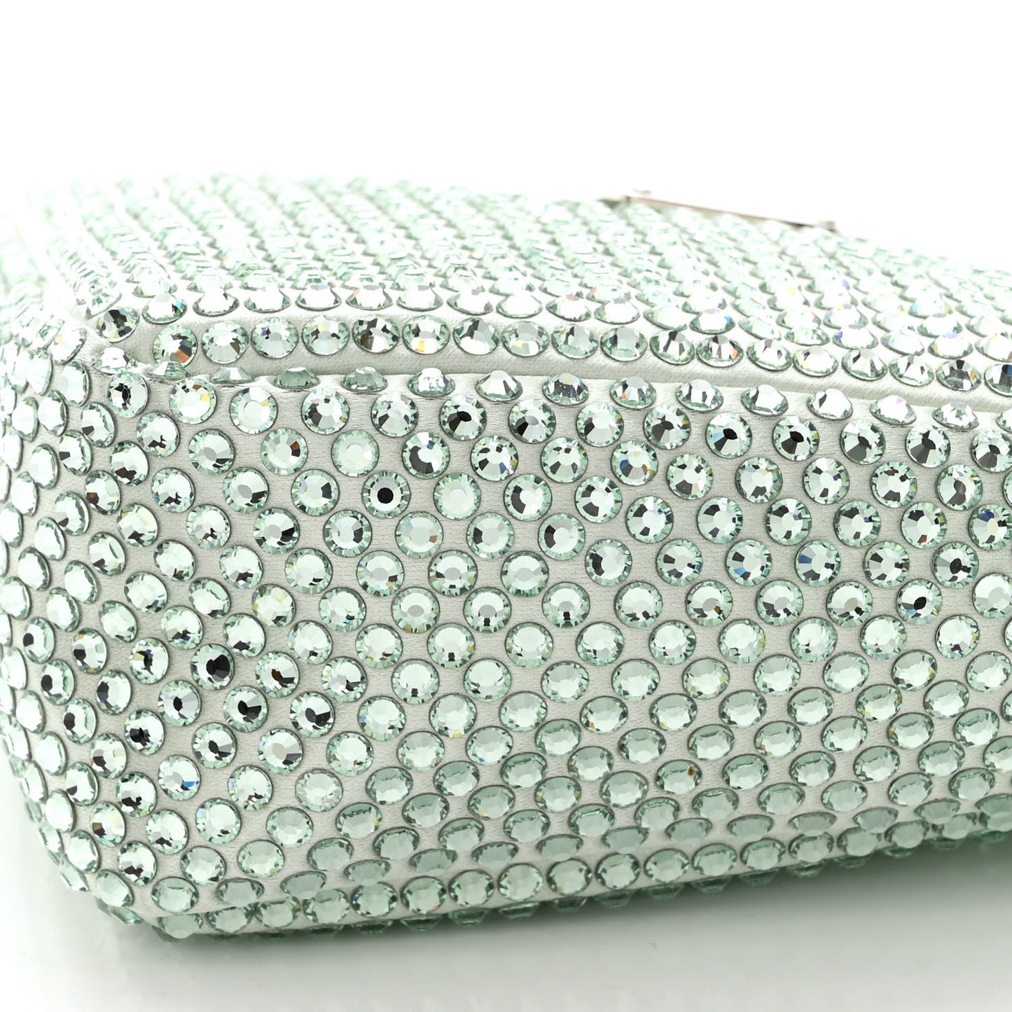 Satin Crystal Triangle Pouch Acqua