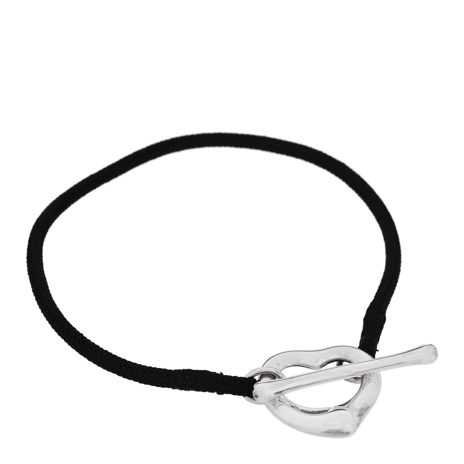 Tiffany Sterling Silver Elsa Peretti Open Heart Silk Cord Bracelet 1 of 3