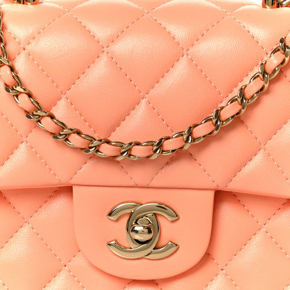 Chanel Lambskin Quilted Mini Top Handle Rectangular Flap Light Orange 9 of 11