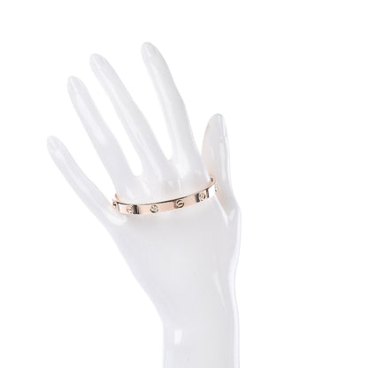 Cartier 18K Pink Gold 4 Diamond LOVE Bracelet 17 2 of 5