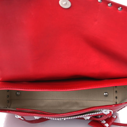 Valentino Garavani Vitello Colorblock Free Rockstud Top Handle Shoulder Bag Rosso Valentino White 4 of 8