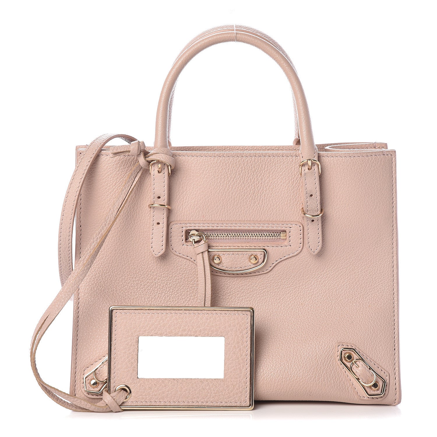 Balenciaga Grained Calfskin Gold Metallic Edge Hardware Papier Mini A4 Tote Rose Des Sables 1 of 15