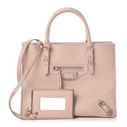 Balenciaga Grained Calfskin Gold Metallic Edge Hardware Papier Mini A4 Tote Rose Des Sables 1 of 15