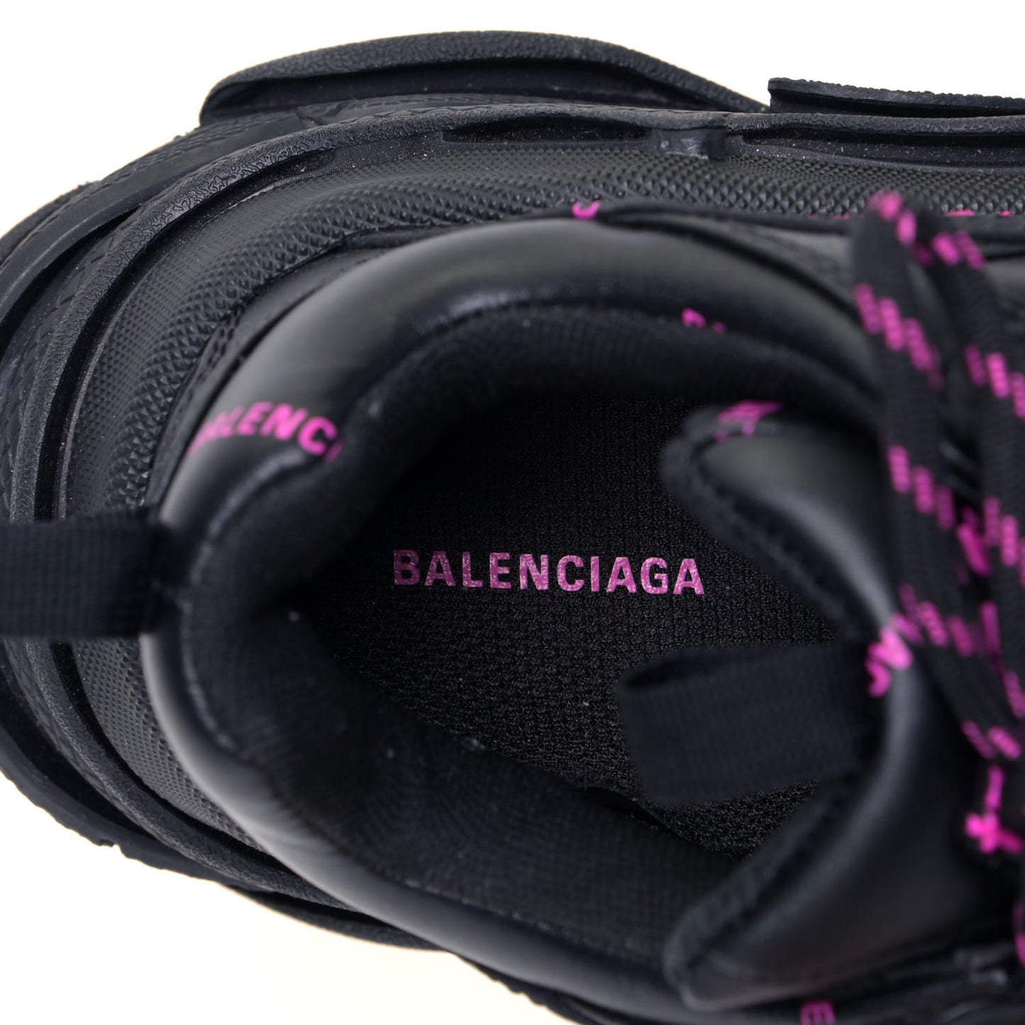 Technical Fabric Allover Logo Womens Triple S Sneakers 37 Black Pink