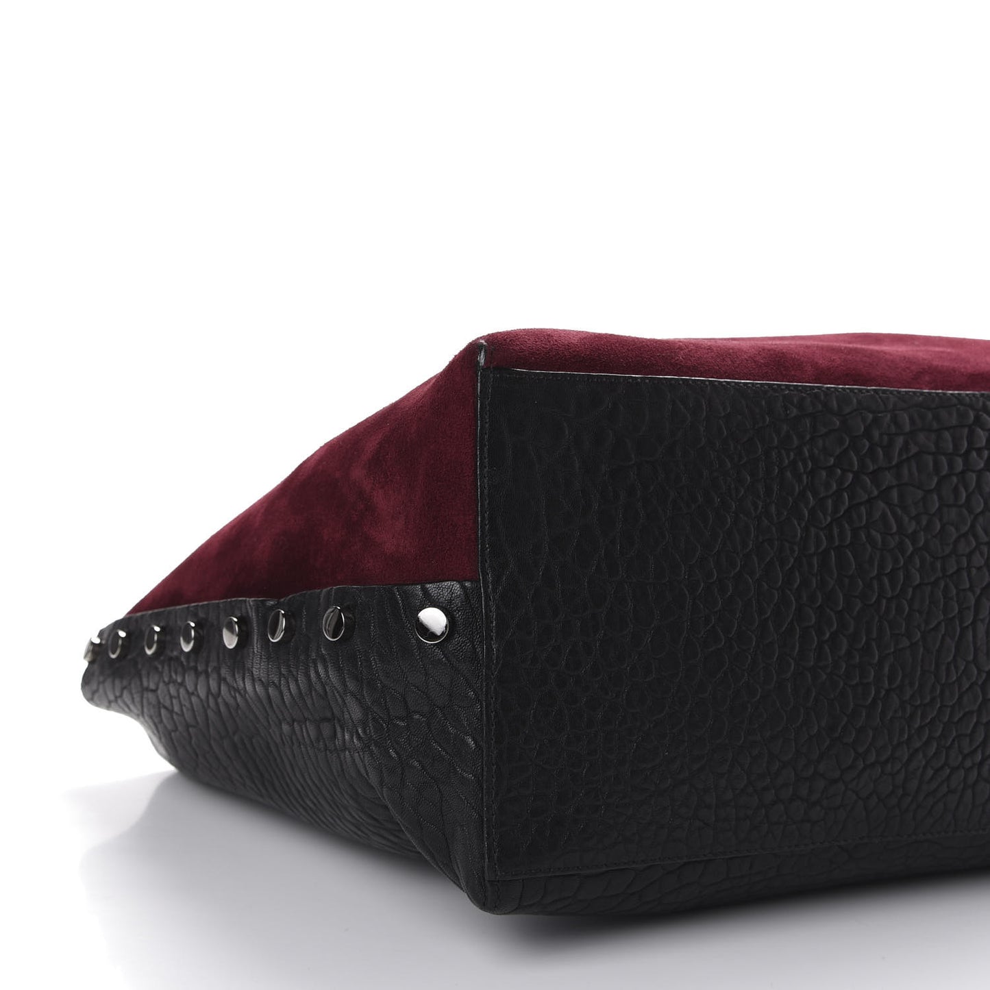 Suede Grained Calfskin Twist East West Tote Bordeaux Black