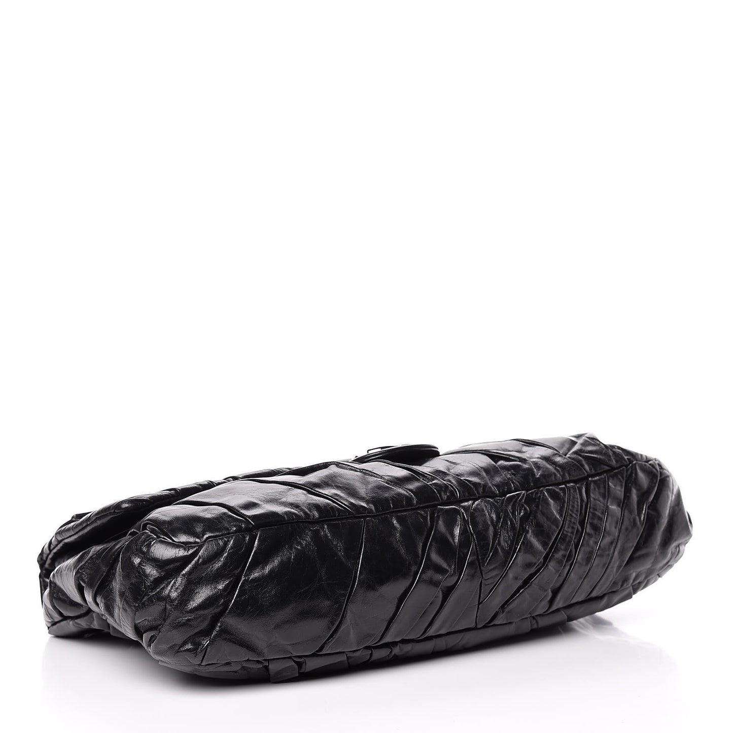 Glazed Calfskin Maxi Twisted Flap Black