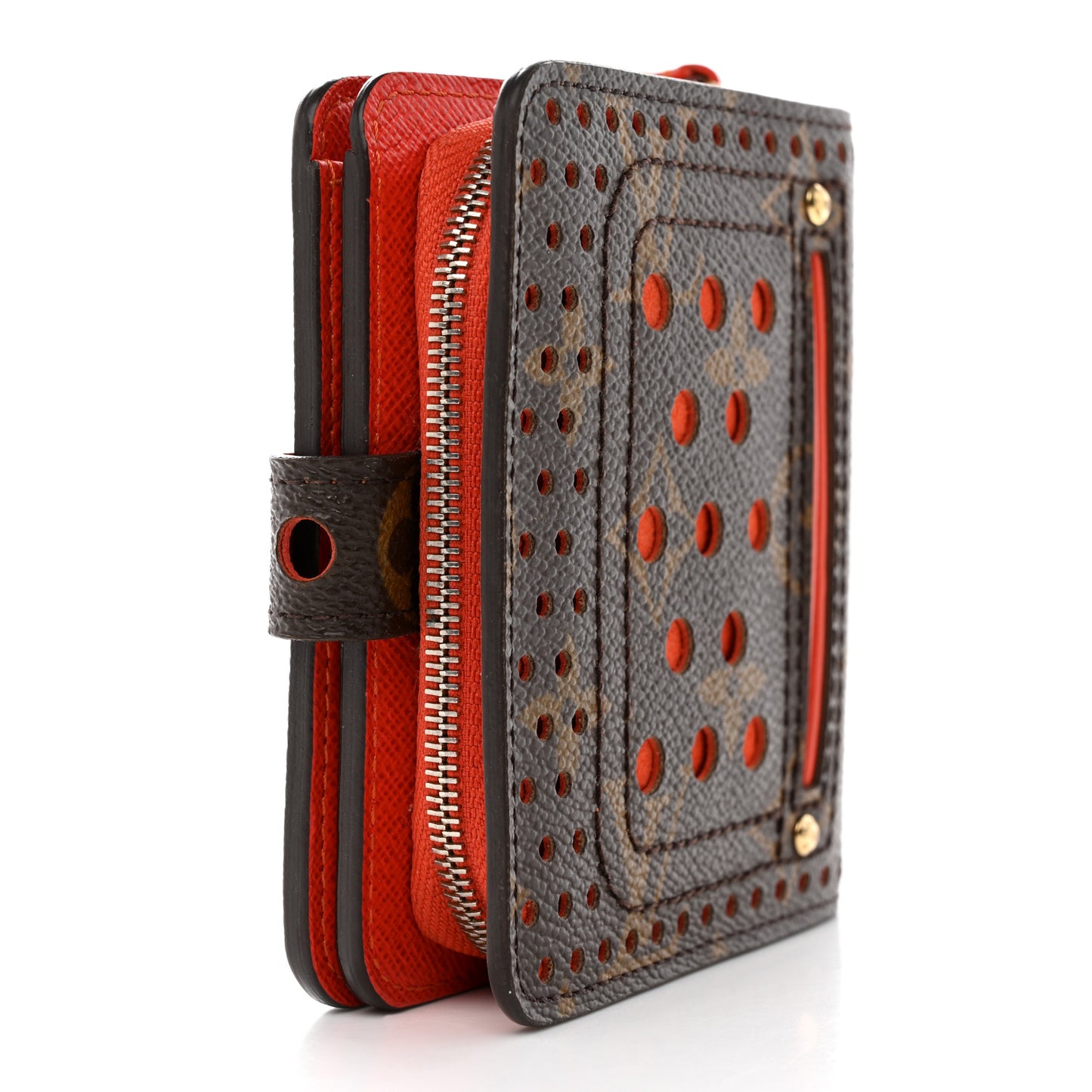 Monogram Perforated Compact Zipped Wallet Orange