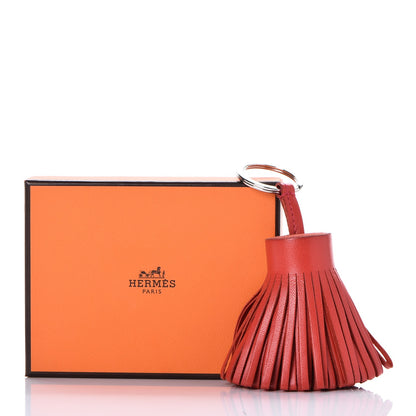Hermes Lambskin Carmen Tassel Key Holder Rouge Indienne 6 of 6