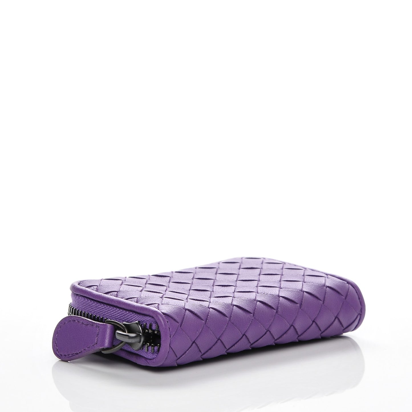 Nappa Intrecciato Zip Around Coin Purse Purple