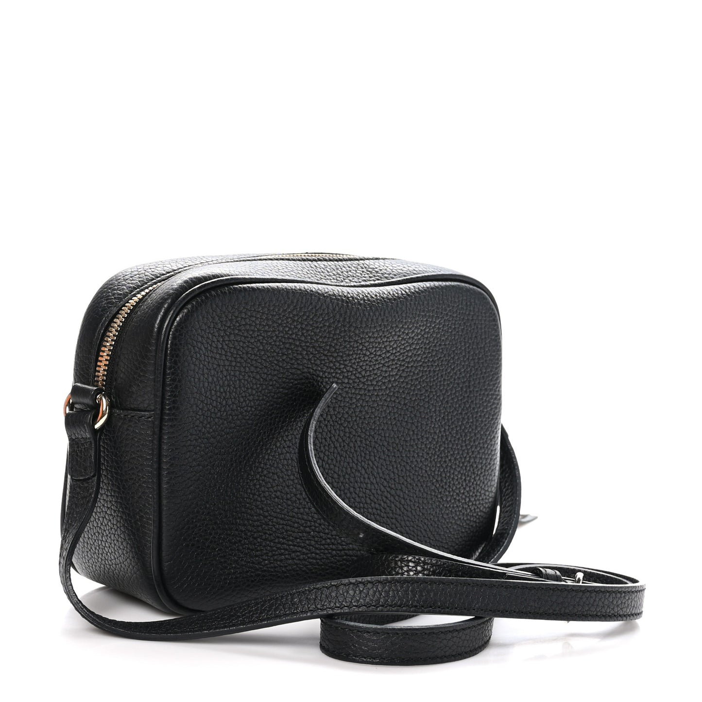 Pebbled Calfskin Small Soho Disco Bag Black