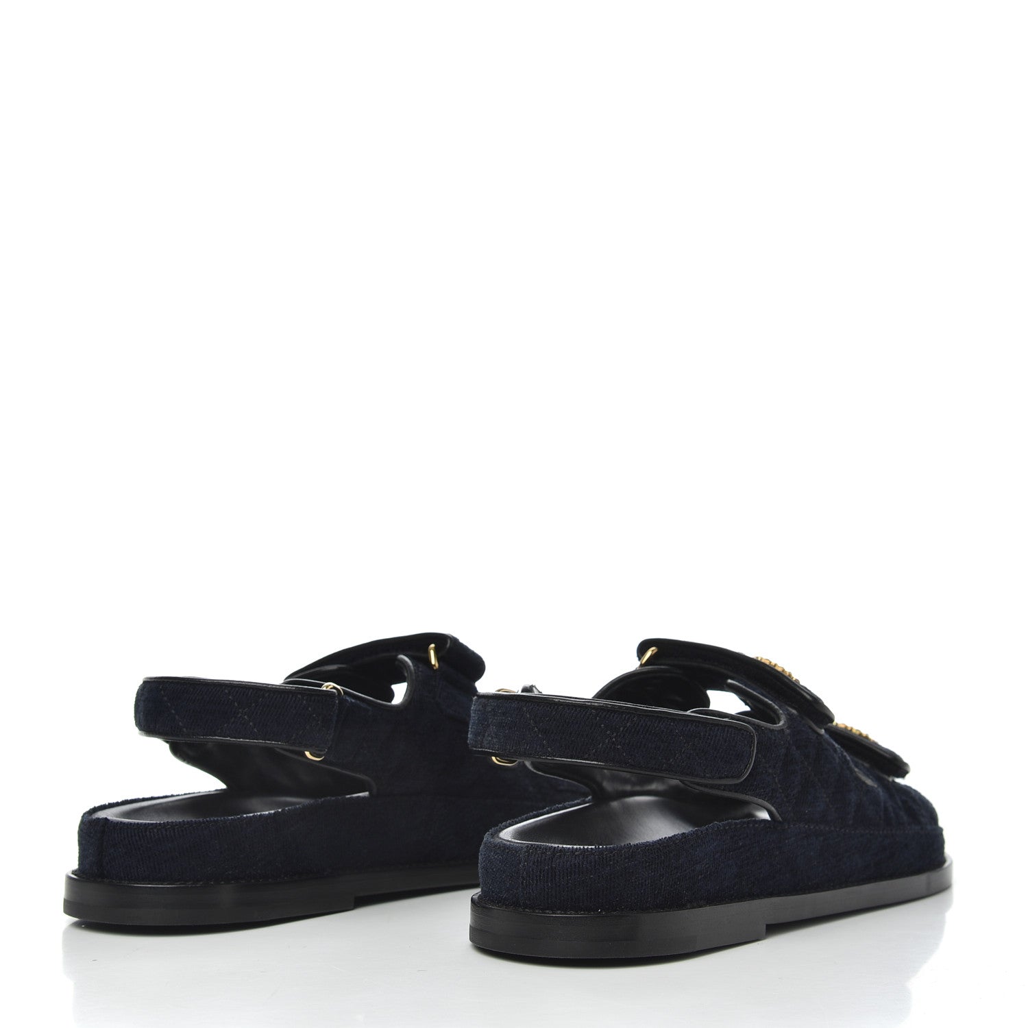 Chanel Denim Quilted Dad Sandals 38.5 Blue 4 of 8