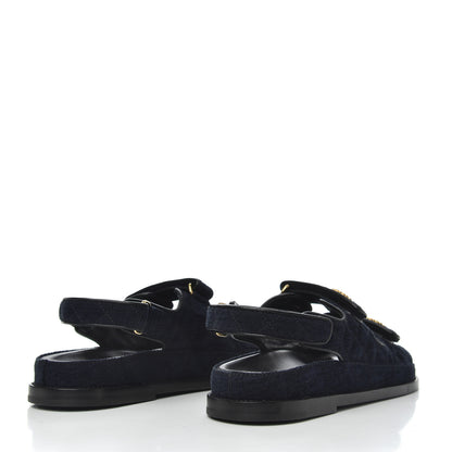 Chanel Denim Quilted Dad Sandals 38.5 Blue 4 of 8