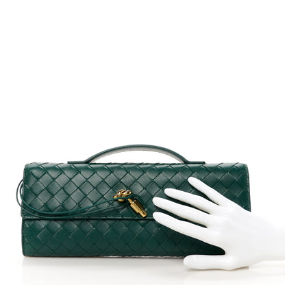 Bottega Veneta Nappa Intrecciato Long Andiamo Top Handle Clutch Emerald Green 2 of 8