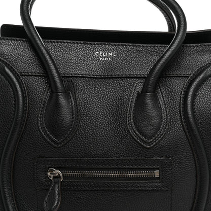 Celine Drummed Calfskin Micro Luggage Black 8 of 10