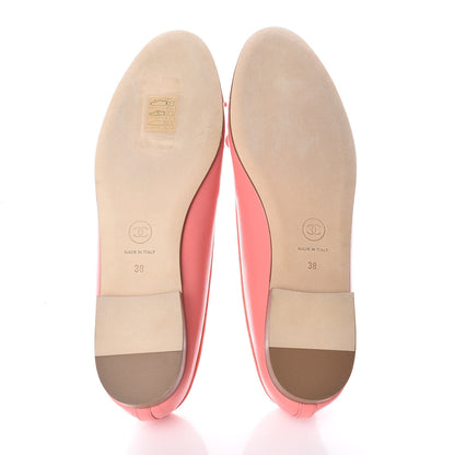 Chanel Goatskin Cap Toe CC Ballerina Flats 38 Pink 5 of 12