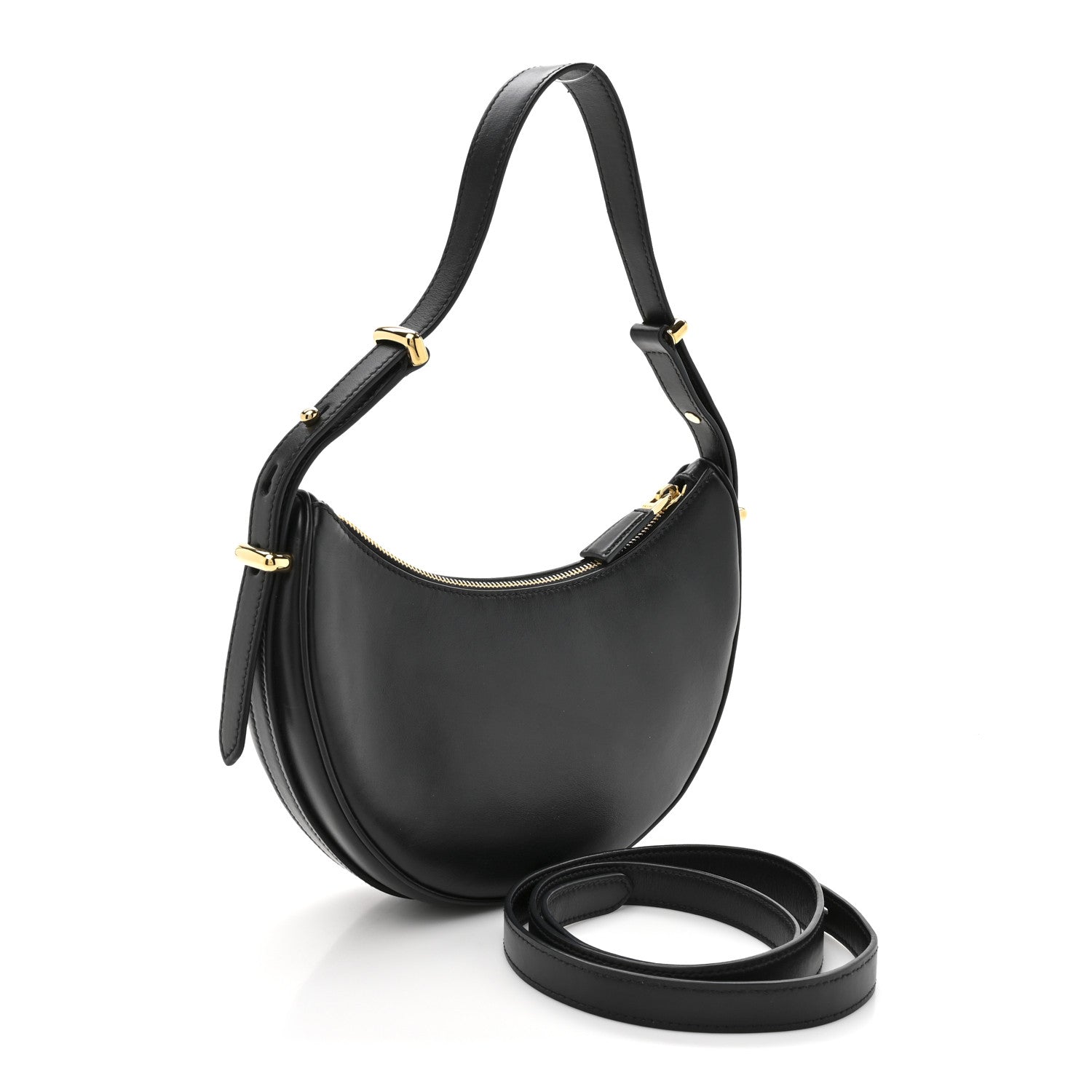 Prada Soft Calfskin Arque Shoulder Bag Black 3 of 10