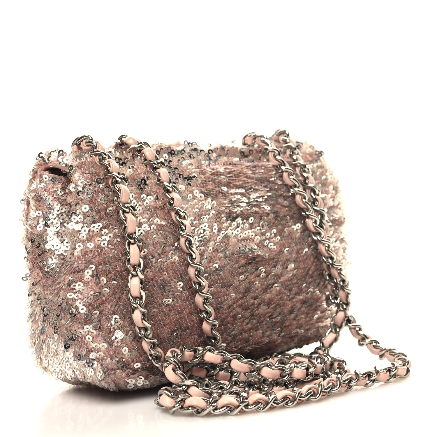 Chanel Sequin Mini Flap Light Pink Silver 3 of 10