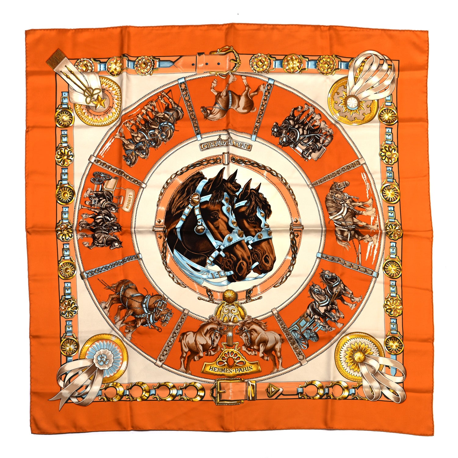 Hermes Silk Chevaux De Trait Scarf 90 1 of 6