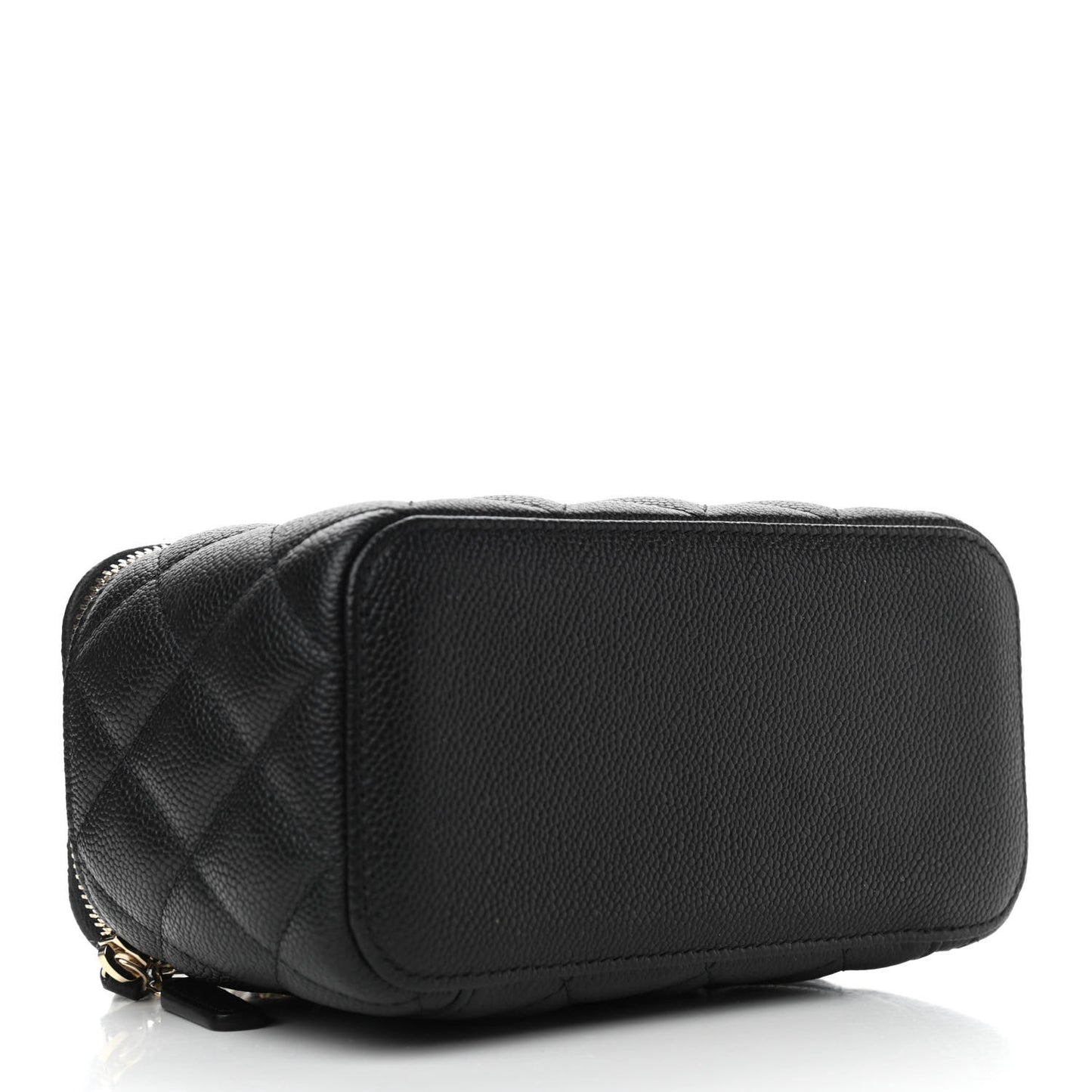 Caviar Quilted Small Tiny CC Vanity Case With Chain Black