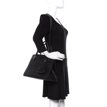 Prada Saffiano Cuir Calfskin Medium Monochrome Top Handle Tote Black 2 of 10