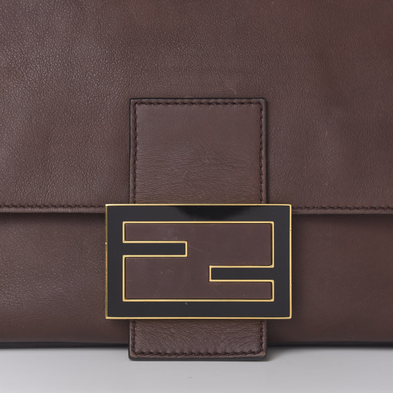 Fendi Vitello Flamingo Enamel Big Forever Mama Baguette Brown 14 of 17