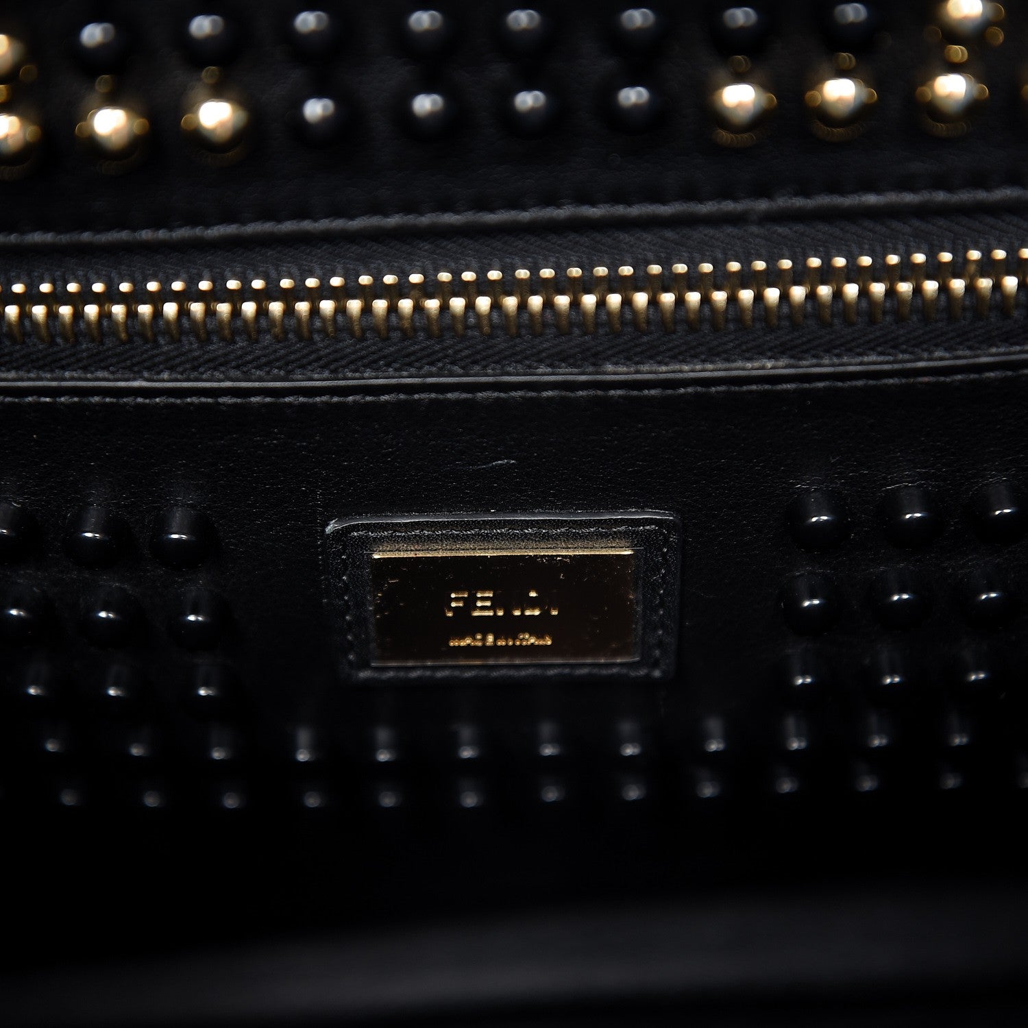 Fendi Vitello Seta Studded Monster Eyes Large Peekaboo Iconic Satchel Blue Royal Black Multicolor 8 of 11