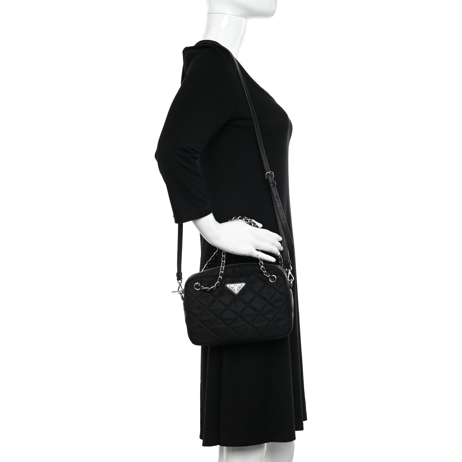 Prada Nylon Tessuto Impuntu Quilted Bandoliera Crossbody Bag Black 2 of 10