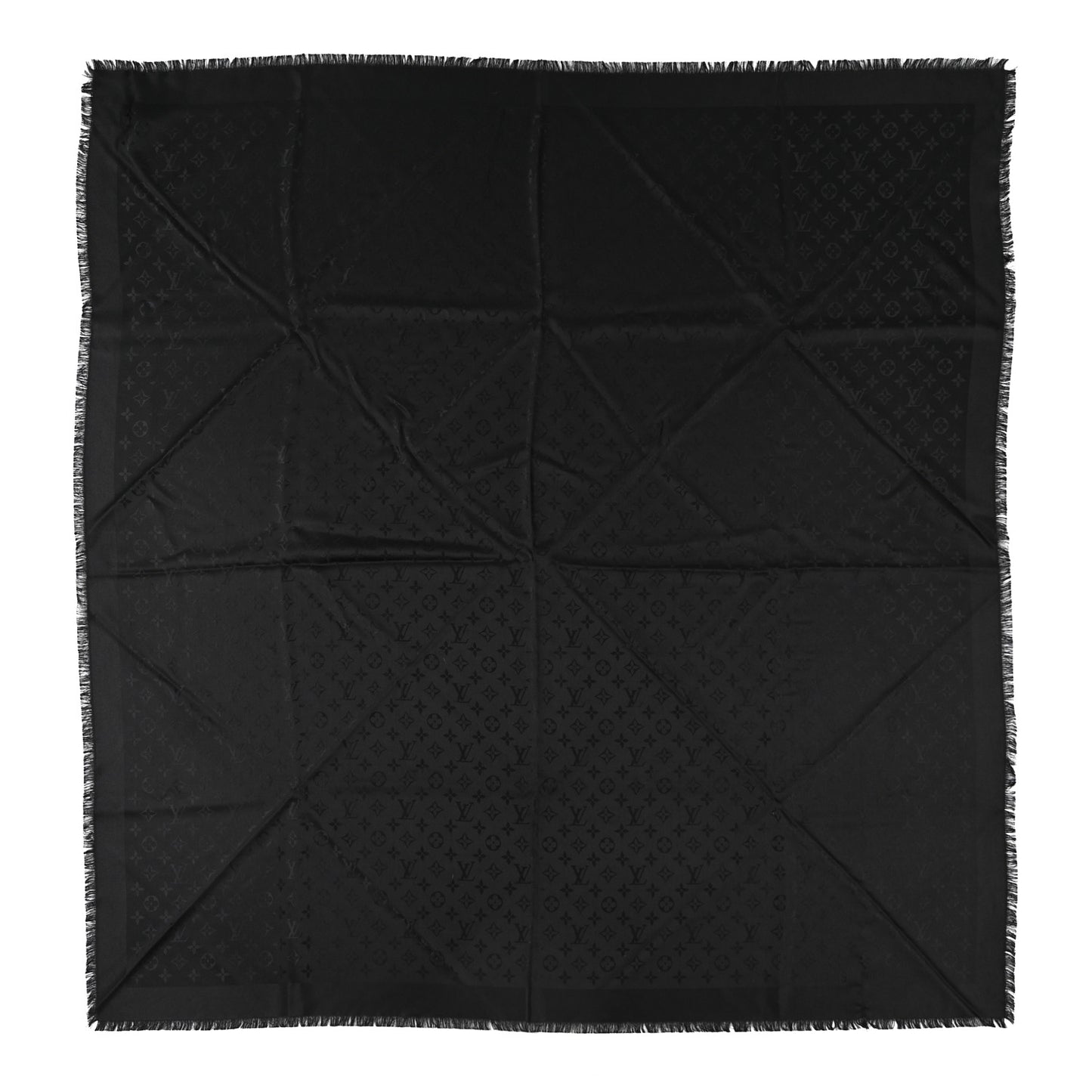 Silk Wool Monogram Shawl Black