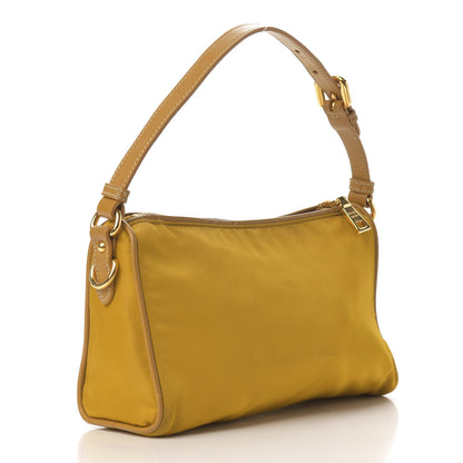 Prada Tessuto Nylon Calfskin Shoulder Bag Senape 3 of 9