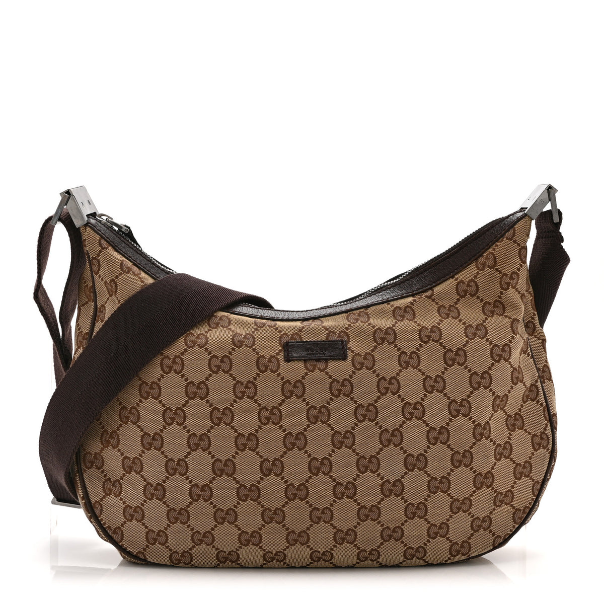 Gucci Monogram Medium Half Moon Hobo Dark Brown 1 of 11