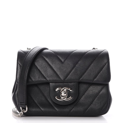 Chanel Calfskin Chevron Quilted Mini Flap Black 1 of 8