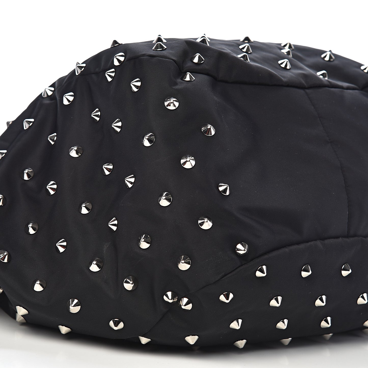 Nylon Studded Shoulder Bag Black