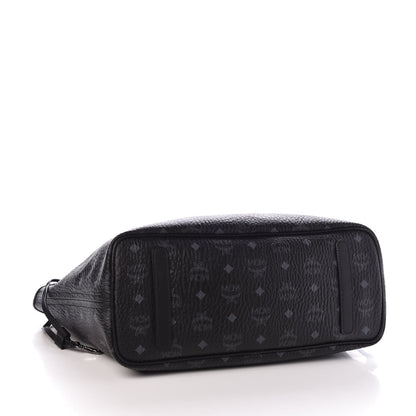 MCM Visetos Medium Anya Zip Top Shopper Tote Black 6 of 11