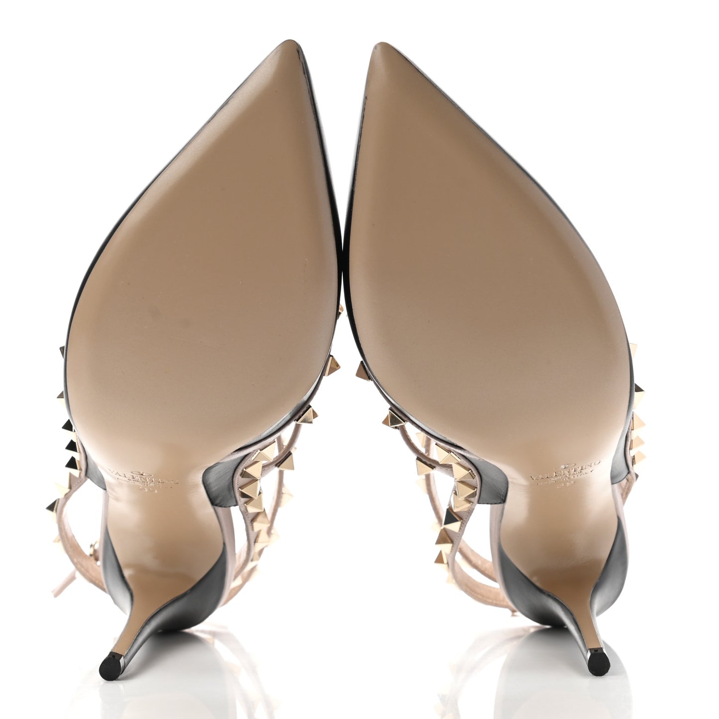 Nappa Rockstud Ankle Strap Pumps 39 Black Poudre