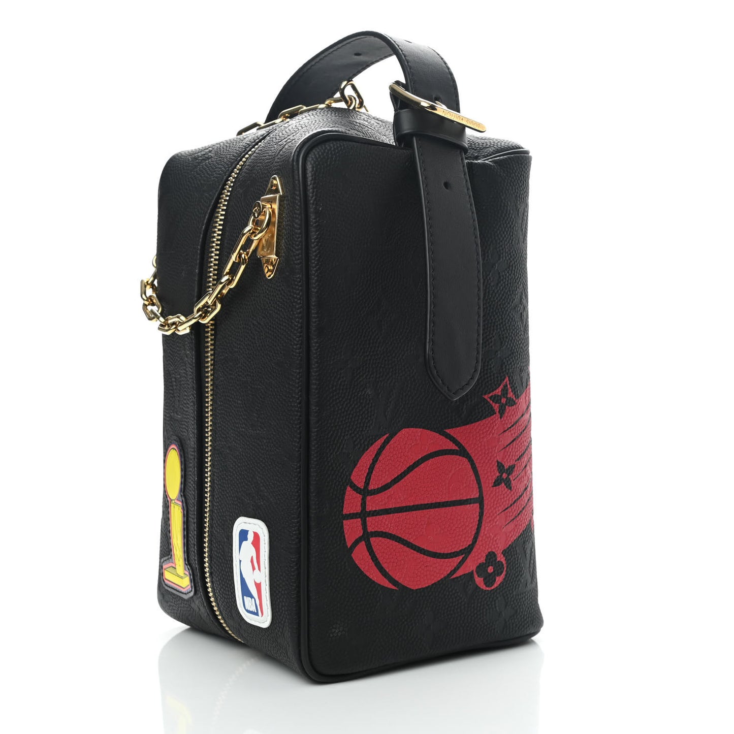 X NBA Calfskin Monogram Embossed Cloakroom Dopp Kit Black