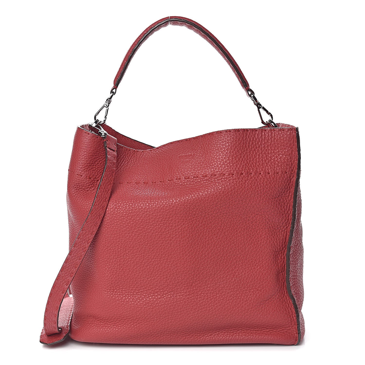 Fendi Cuoio Romano Selleria Large Anna Bucket Bag Rosso 1 of 14